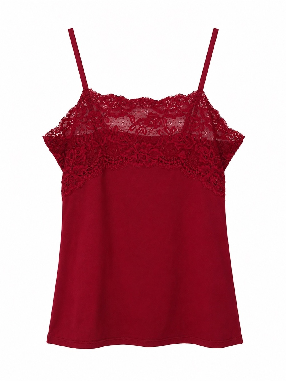 Jones New York Red Lace Trim Camisole Tank Top Small Stretch Nylon Sexy Classic